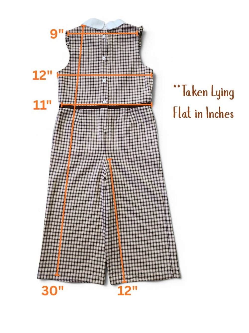 Janie and Jack Little Girls Size 5 Brown Houndstooth Jumpsuit Peter Pan Collar - Picture 12 of 15